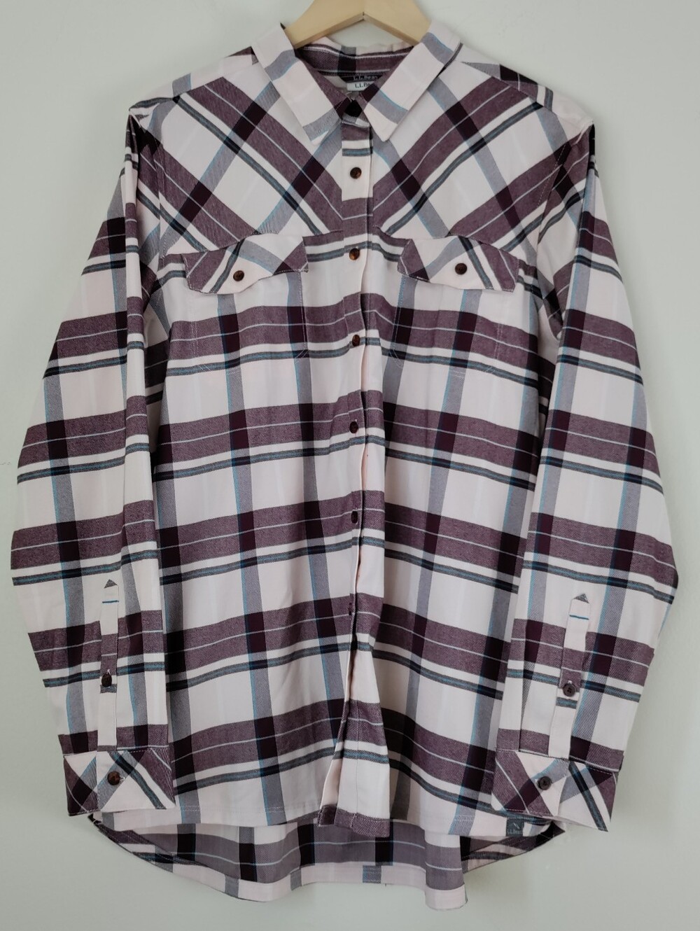 L.L. Bean Button Up Plaid Flannel Long Sleeve Side Pockets Multicolor XL Shirt